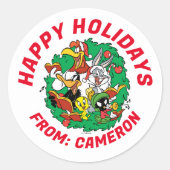 Sticker Rond LOONEY TUNES™ Group Christmas Wreath (Devant)