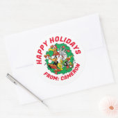 Sticker Rond LOONEY TUNES™ Group Christmas Wreath (Enveloppe)