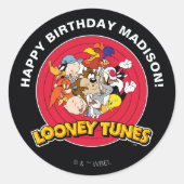 Sticker Rond LOONEY TUNES™ - Groupe de caractères | Anniversair (Devant)