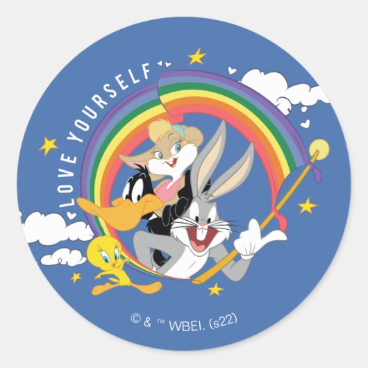 Sticker Rond LOONEY TUNES™ - Love Yourself Pride Badge (Devant)