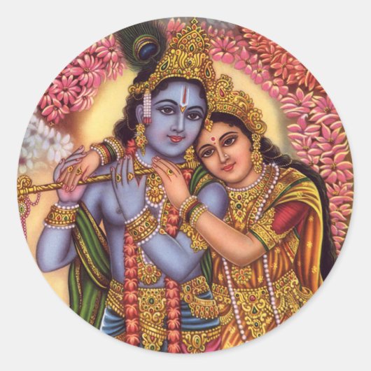 Sticker Rond Lord Krishna & Radha (Devant)