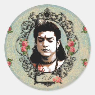 Sticker Rond Lord Rama Indian Bollywood Yoga Méditation Dieu