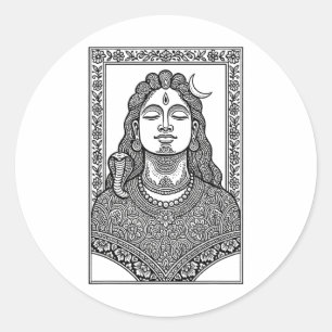 Sticker Rond Lord Shiva Mehendi Indienne Traditionnelle Et Mand