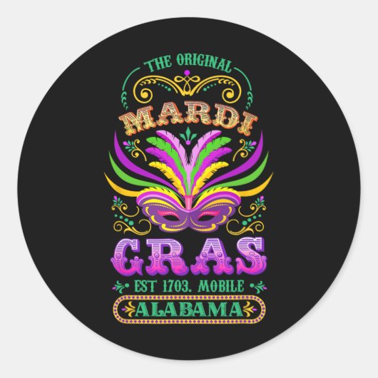 Sticker Rond L'original Mardi Gras Mobile Alabyma 1703 (Devant)