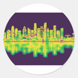 Sticker Rond Los Angeles California Skyline