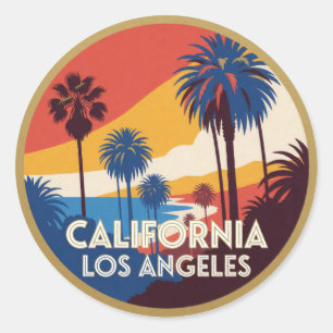 Sticker Rond Los Angeles Californie États-Unis ville de la côte