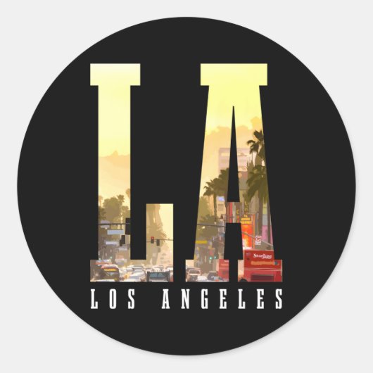 Sticker Rond Los Angeles La Skyline California La (Devant)
