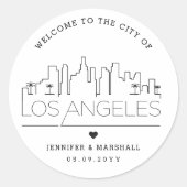 Sticker Rond Los Angeles Skyline | Message de bienvenue du Mari (Devant)