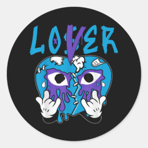 Sticker Rond Loser Lover Drit Heart Tee Color Aqua Matching Out
