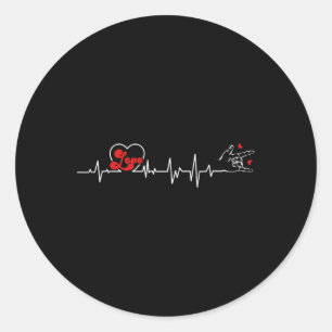 Sticker Rond Loss Heartbeat Hand Sign Language Loss Awa
