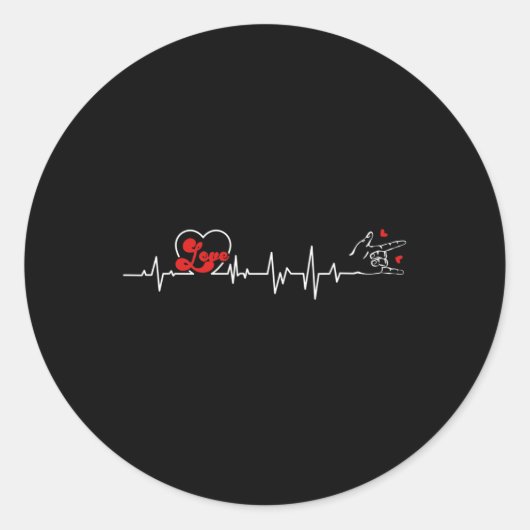 Sticker Rond Loss Heartbeat Hand Sign Language Loss Awa (Devant)