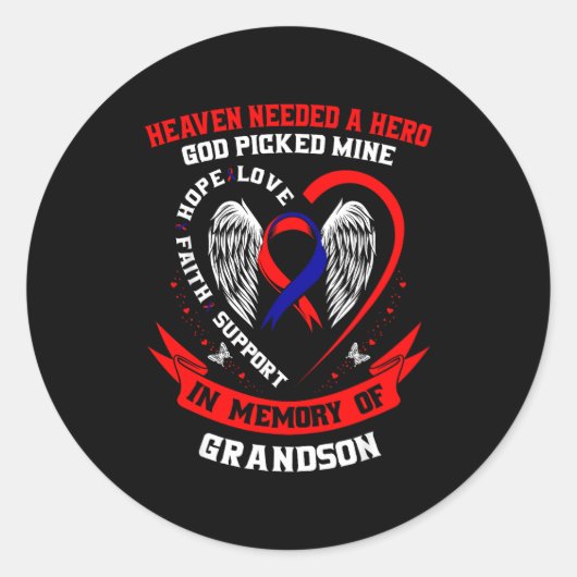 Sticker Rond Loss In Memory Of Grandson Chd Awareness Month Gra (Devant)
