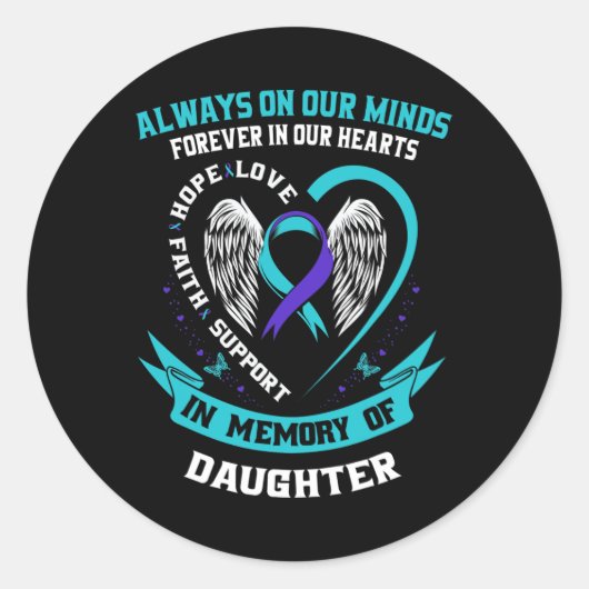 Sticker Rond Loss Of Daughter Suicide Awareness Prevention Wing (Devant)