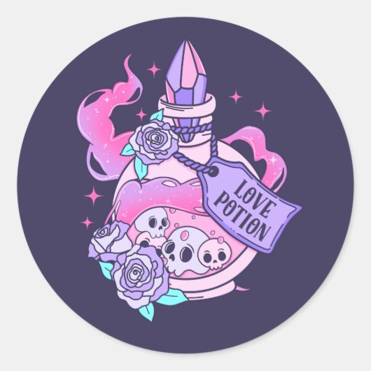 Sticker Rond Lotion Potion mignonne Pink Halloween Potion Boute (Devant)
