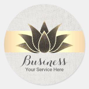 Sticker Rond Lotus Black Gold Flower Yoga Massage Salon SPA
