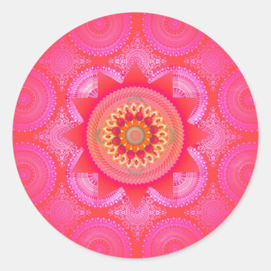 Sticker Rond Lotus Bloom PInk Mandala (Devant)