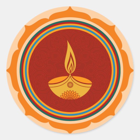 Sticker Rond Lotus Diwali Design décoratif (Devant)