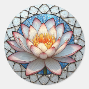 Sticker Rond Lotus en Verre Coloré pour les Amoureux de la Natu