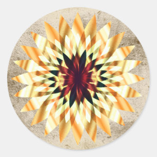 Sticker Rond Lotus Fleur Aquarelle Or Logo Guérison Yoga