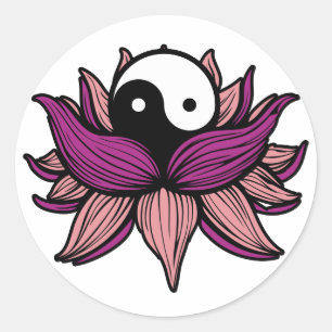 Sticker Rond Lotus Flower et Yin Yang