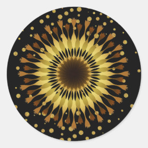 Sticker Rond Lotus flower Gold Jaune Mariage confetti
