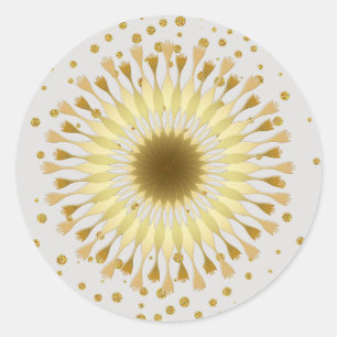Sticker Rond Lotus flower Gold Jaune Mariage confetti