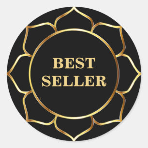 Sticker Rond Lotus Flower, meilleur vendeur en or, en noir