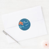 Sticker Rond Lotus Flower Orange & Merci Mariage bleu (Enveloppe)