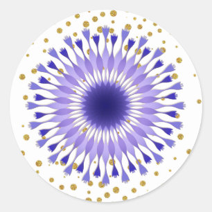 Sticker Rond Lotus Flower Purple Gold Confetti