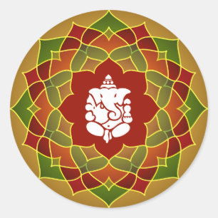 Sticker Rond Lotus Ganesha Design