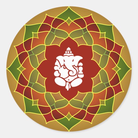 Sticker Rond Lotus Ganesha Design (Devant)