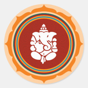 Sticker Rond Lotus Ganesha Design