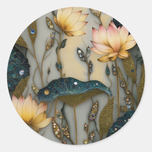 Sticker Rond Lotus Light Awakening | conception botanique (Devant)