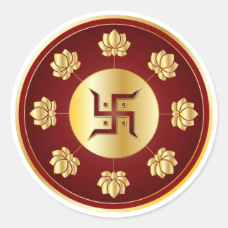 Sticker Rond Lotus Mandala Swastik doré