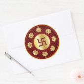 Sticker Rond Lotus Mandala Swastik doré (Enveloppe)