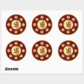 Sticker Rond Lotus Mandala Swastik doré (Feuille)
