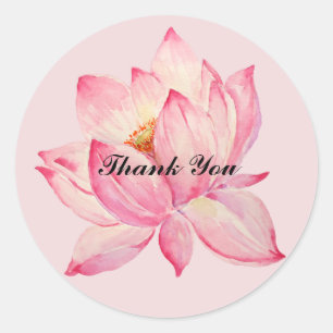 Sticker Rond Lotus Merci rose