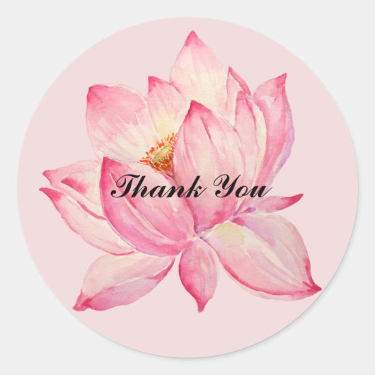Sticker Rond Lotus Merci rose (Devant)