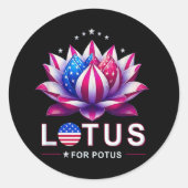 Sticker Rond Lotus pour Potus Kamala Harris tendance Lotus Potu (Devant)