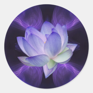 Sticker Rond Lotus pourpre et géométrie sacrée