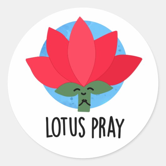 Sticker Rond Lotus Pray amusant Plante Pun (Devant)