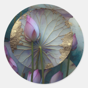 Sticker Rond Lotus Reverie Conception de fleur de lotus