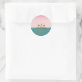 Sticker Rond Lotus rose vert Cool (Sac)