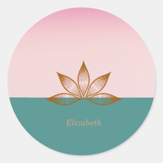 Sticker Rond Lotus rose vert Cool (Devant)