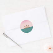 Sticker Rond Lotus rose vert Cool (Enveloppe)