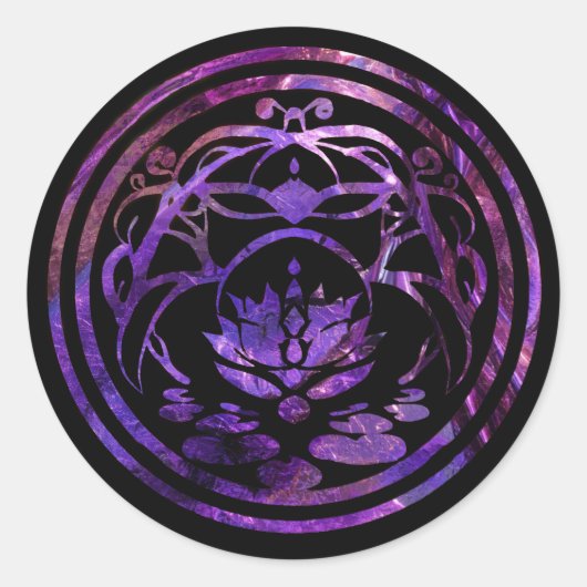 Sticker Rond Lotus Sérénité | Conception de Mandala Violet (Devant)