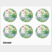Sticker Rond Lotus Summer, vivace aquatique rose pastel (Feuille)