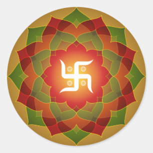 Sticker Rond Lotus Swastika Design