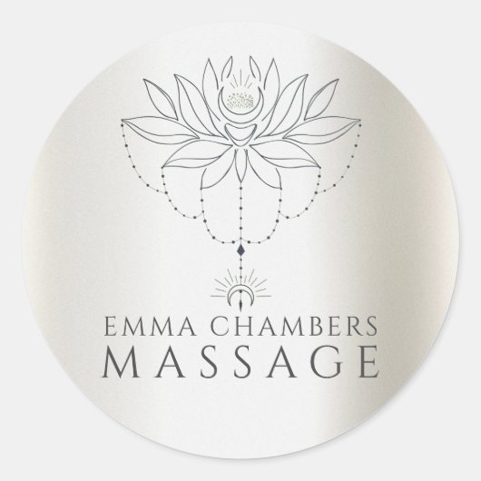 Sticker Rond Lotus Thérapiste Massage Fleur Pearlescent (Devant)