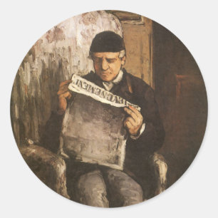Sticker Rond Louis Auguste Cezanne Père de l'artiste en lecture